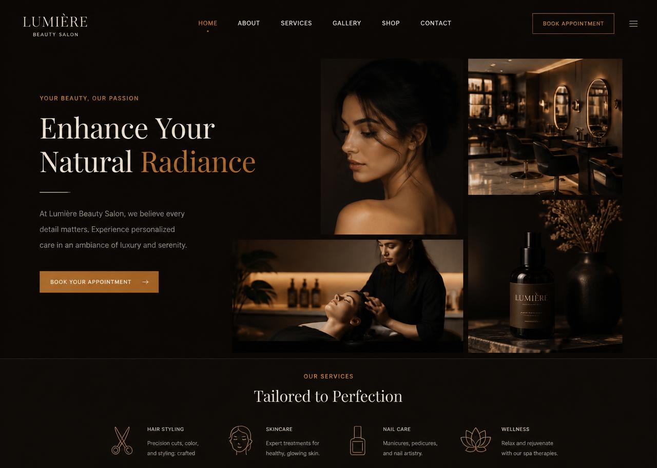 Exemplo de site: Salão de Beleza — Estética