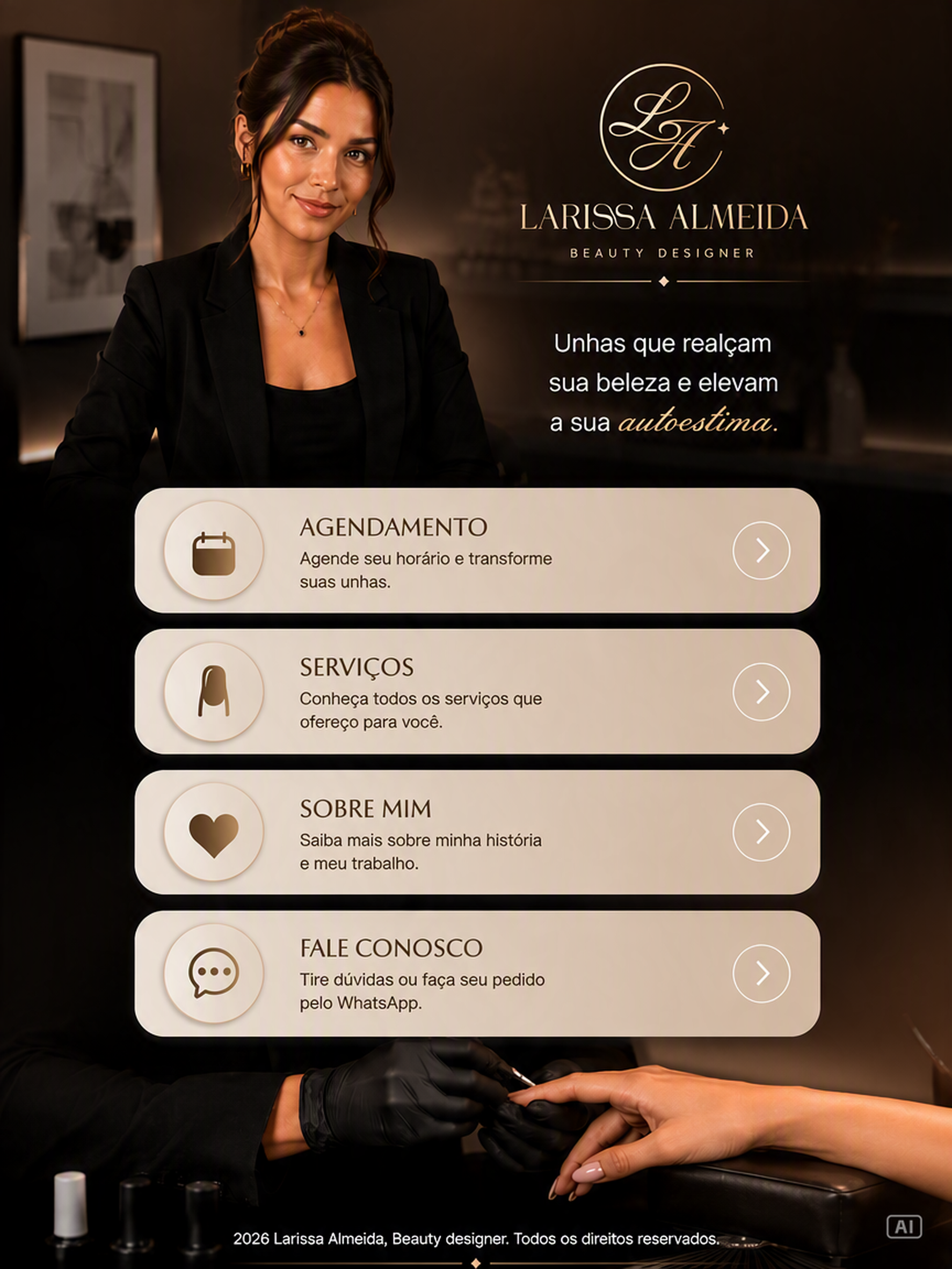 Site profissional exibido em tablet